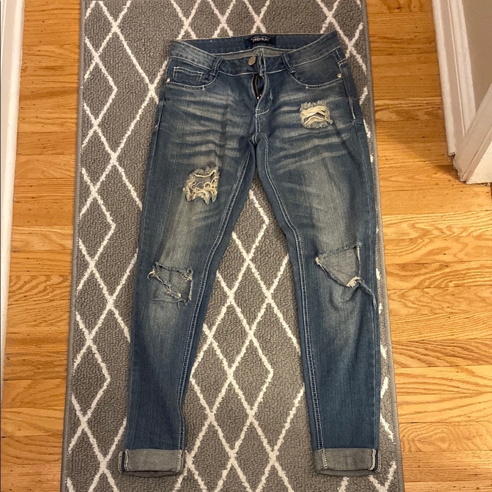 Almost Famous Blue Skinny Jeans Distressed Style